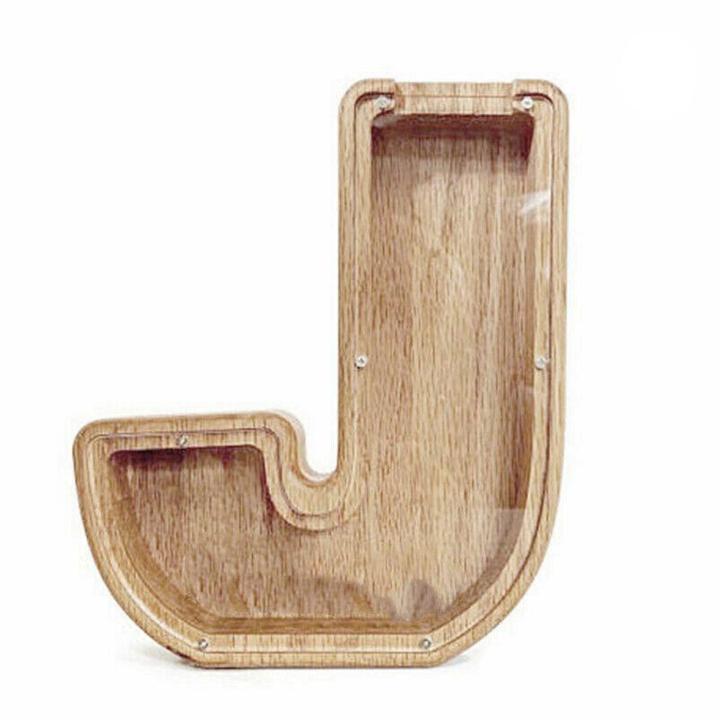 Wooden Piggy Bank Funny Letter or Guitar Coin Saving Money Box A–Z Gift Idea - A