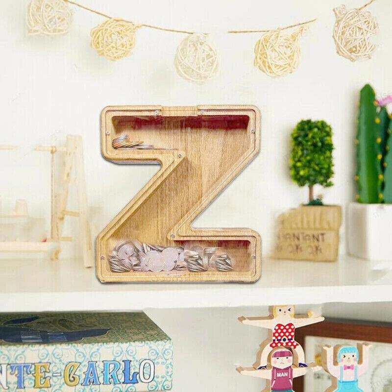 Wooden Piggy Bank Funny Letter or Guitar Coin Saving Money Box A–Z Gift Idea - G