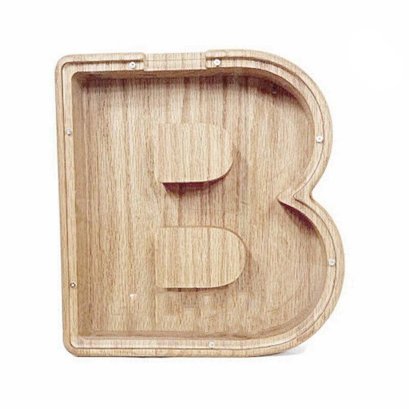 Wooden Piggy Bank Funny Letter or Guitar Coin Saving Money Box A–Z Gift Idea - G