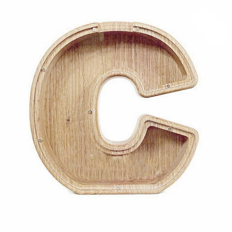 Wooden Piggy Bank Funny Letter or Guitar Coin Saving Money Box A–Z Gift Idea - S