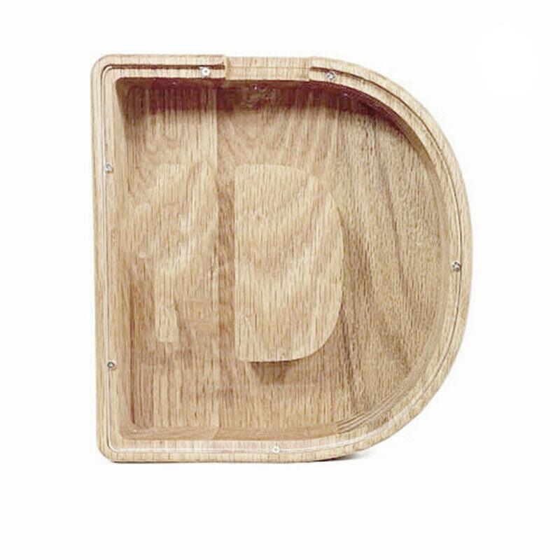 Wooden Piggy Bank Funny Letter or Guitar Coin Saving Money Box A–Z Gift Idea - S