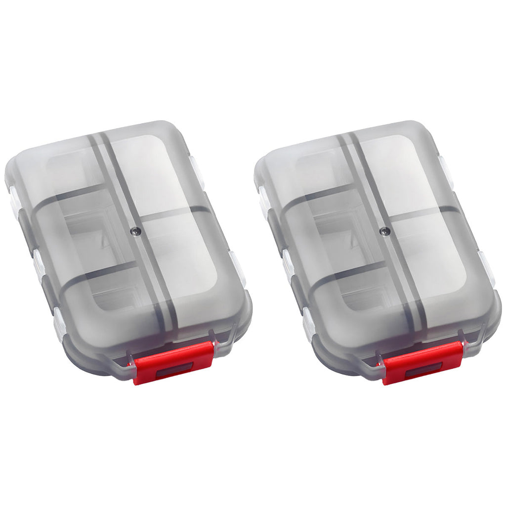 Small Pill Case Vitamin Holder Container 6/10Compartments Double Layer Holder - Red-2PCS