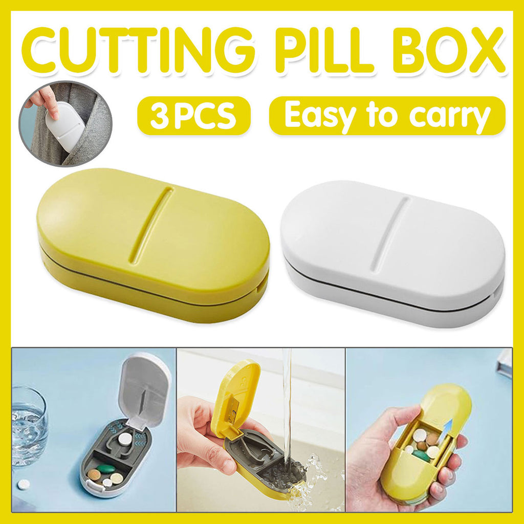 3PCS Tablet Cutter Pill Splitter Portable Medicine Box Pill Organizer Divider - Yellow