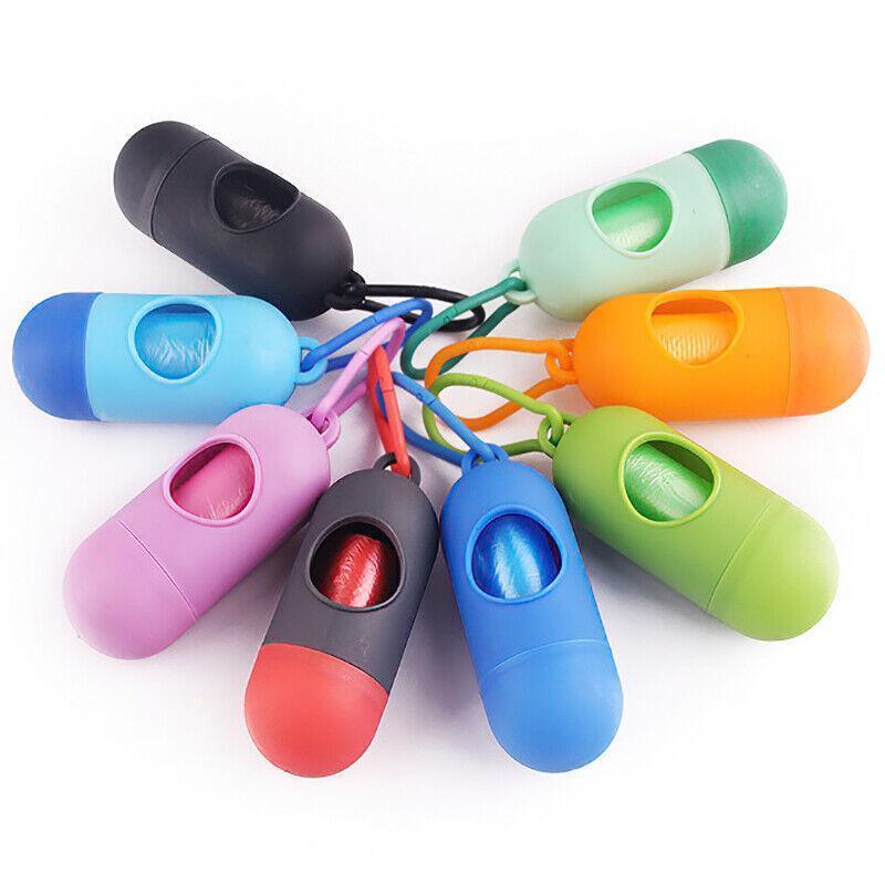 Portable Dog Waste Bag Dispenser with Refill Rolls for Pet Walking Cleanup - Light Green + Dark Green