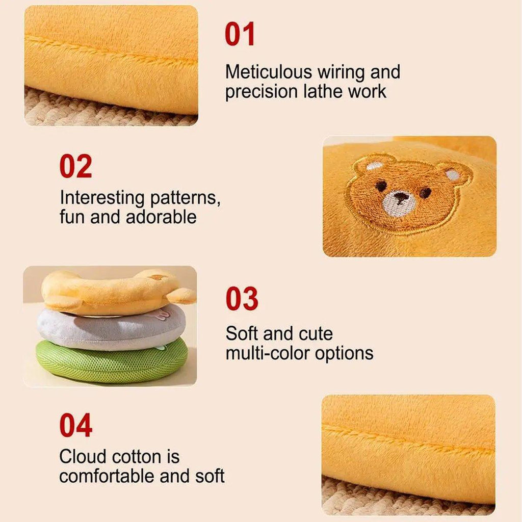 Dog Pet U Shaped Pillow Cartoon Breathable Cat Sleeping Cushion for All Seasons - Brown