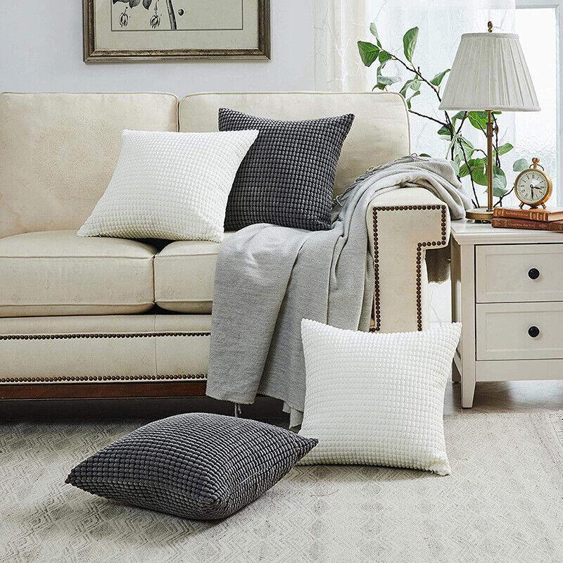 45X45 Plain Solid Colour Cushion Cover Decorative Pillow Case Home Multicoloured - Dark Grey