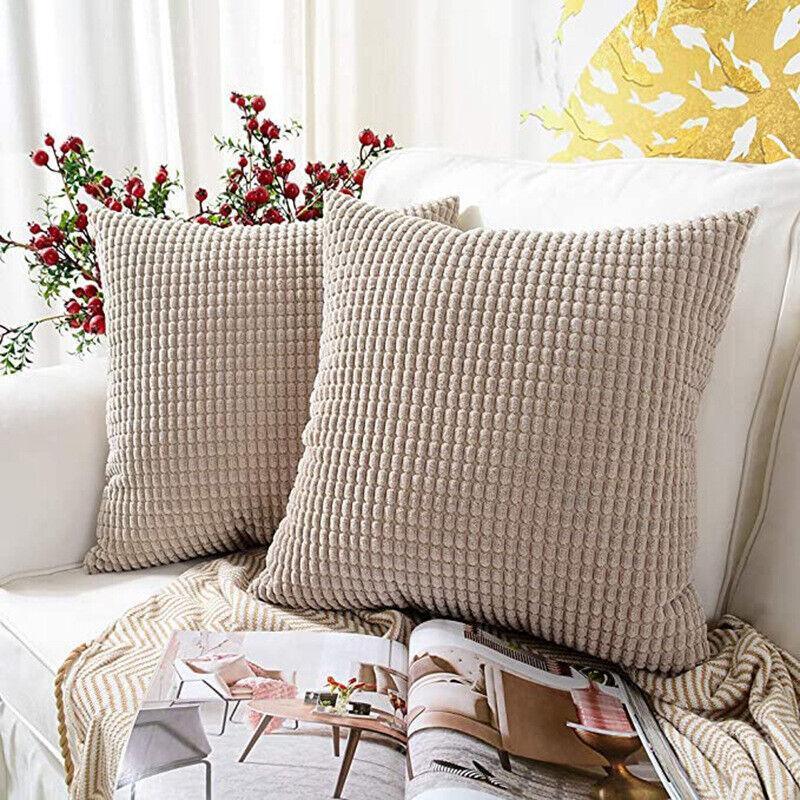 45X45 Plain Solid Colour Cushion Cover Decorative Pillow Case Home Multicoloured - White