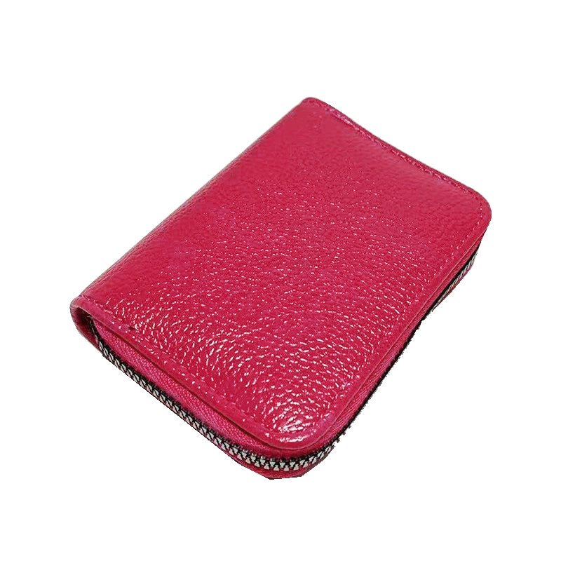 Compact Zipper Organ Card Cover Holder Wallet ID Bag Short Coin Purse Pockets - Pink