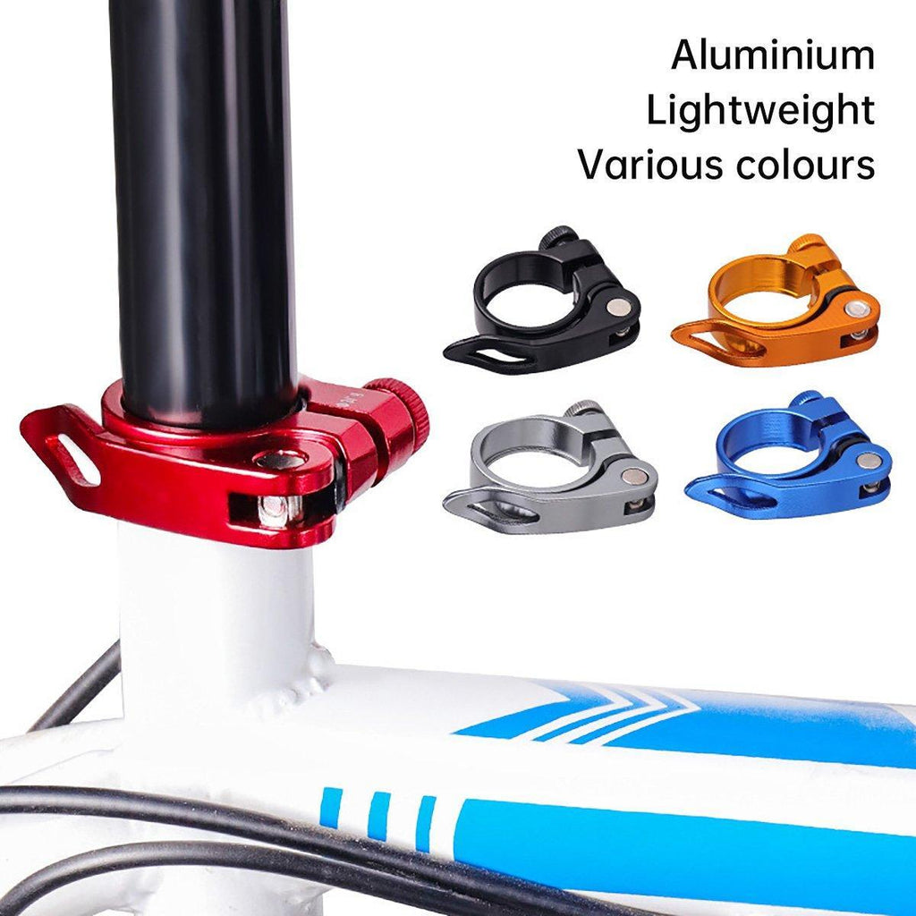 Quick Release Bicycle Seat Tube Clamp Multi Color Lever Lock Cycling Accessories - Black-3-4
