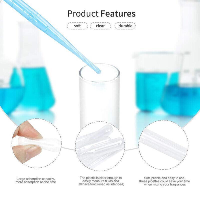 100X 3ml Disposable Graduated Plastic Pipettes for Liquid Transfer - 100PCS
