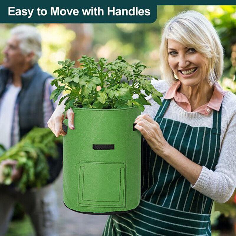 10 Gallon Potato Grow Planter Container Bag Pouch Root Plant Growing Pot Side Window - Black