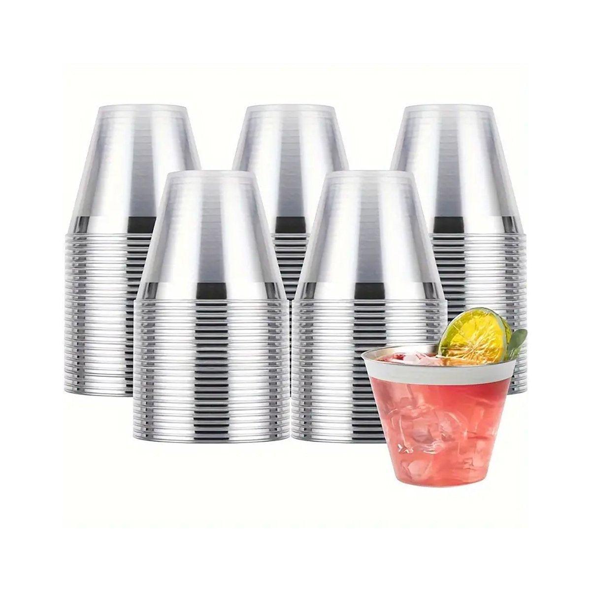 100pcs 9OZ Hot Gold Silver Plastic Wine Cup Western Food Cup Ice Cream - Rose Gold
