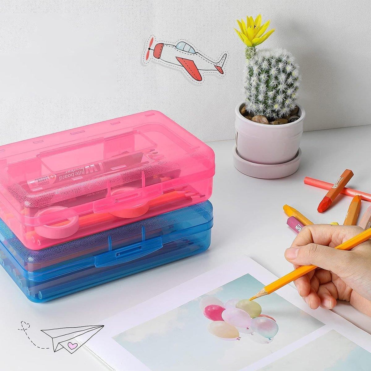Large Capacity Transparent Plastic Pencil Case Multifunctional Student Art Box - Light Green