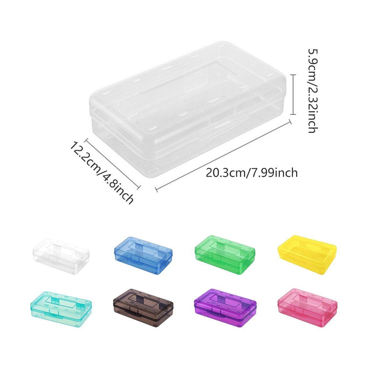 Large Capacity Transparent Plastic Pencil Case Multifunctional Student Art Box - Red