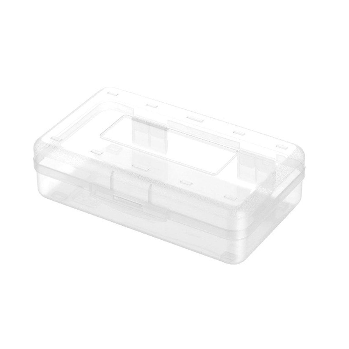 Large Capacity Transparent Plastic Pencil Case Multifunctional Student Art Box - Red