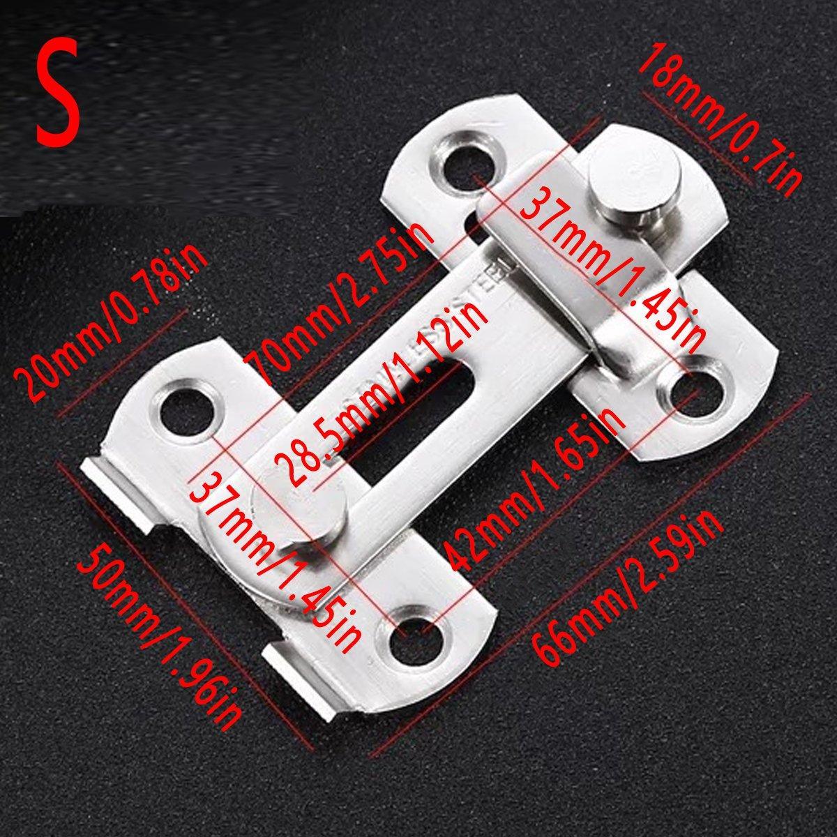 2 Sets 90 Degree Sliding Door Latch Lock Catch Kit for Home Use - Flat-Silver-L