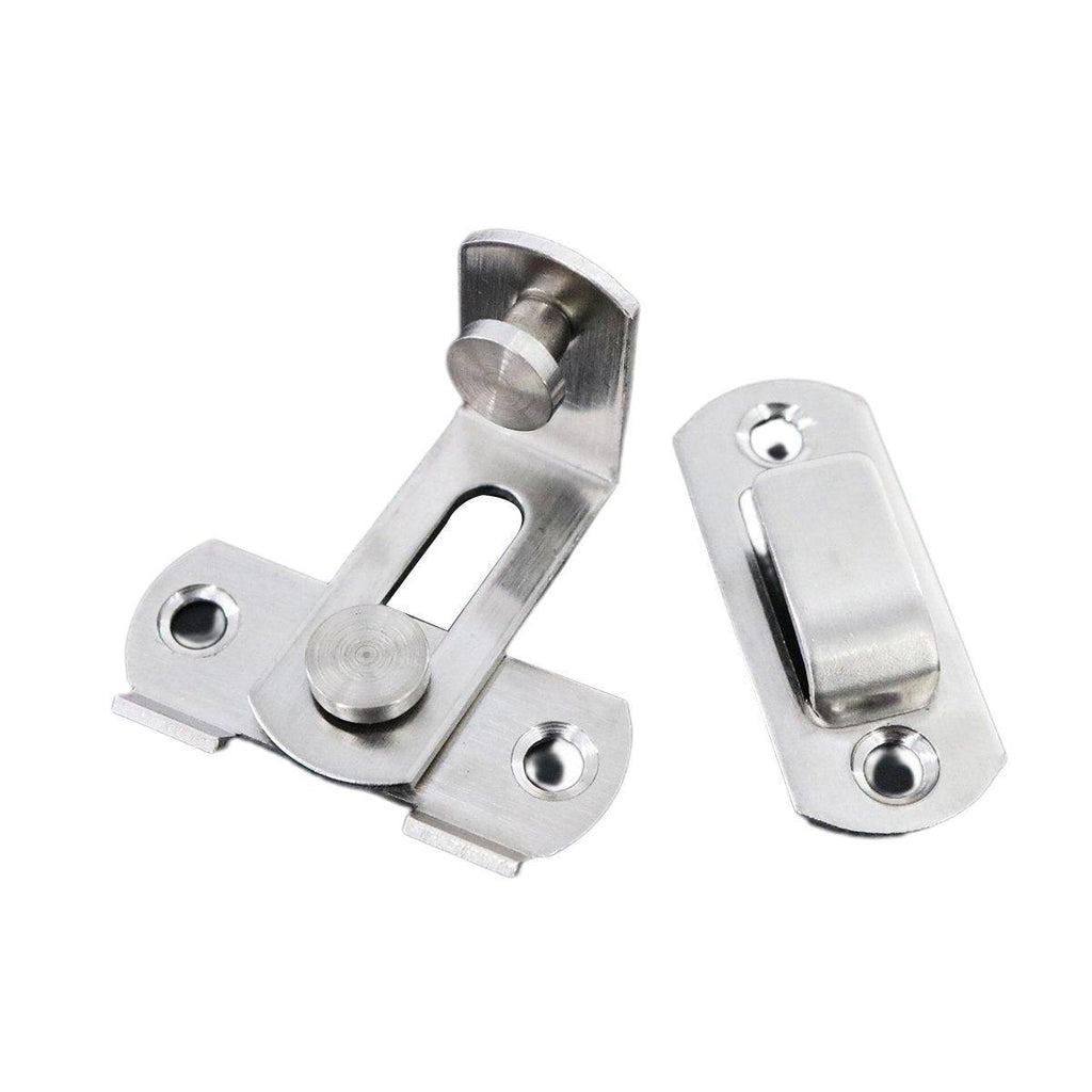 2 Sets 90 Degree Sliding Door Latch Lock Catch Kit for Home Use - Flat-Silver-L