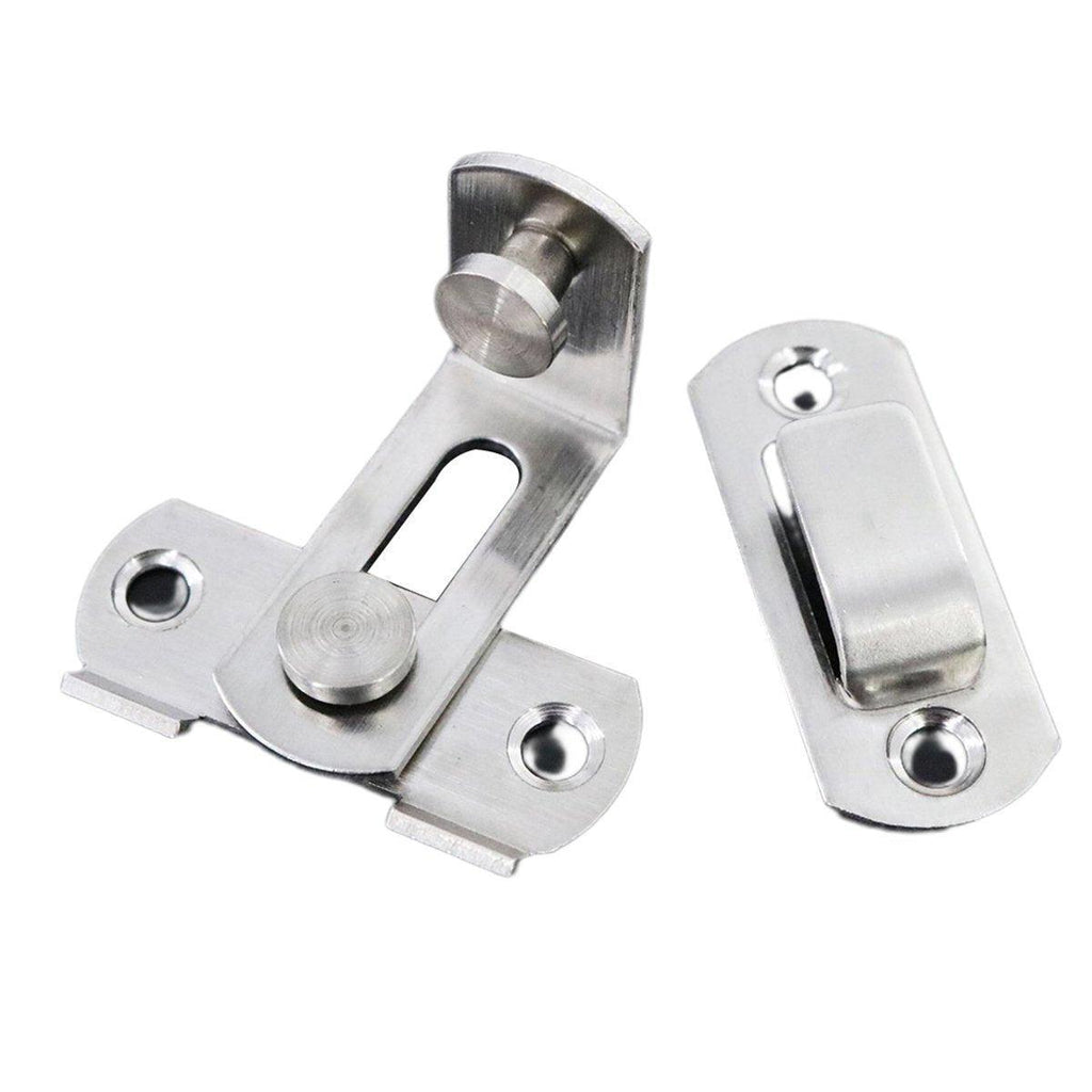 2 Sets 90 Degree Sliding Door Latch Lock Catch Kit for Home Use - Flat-Silver-L