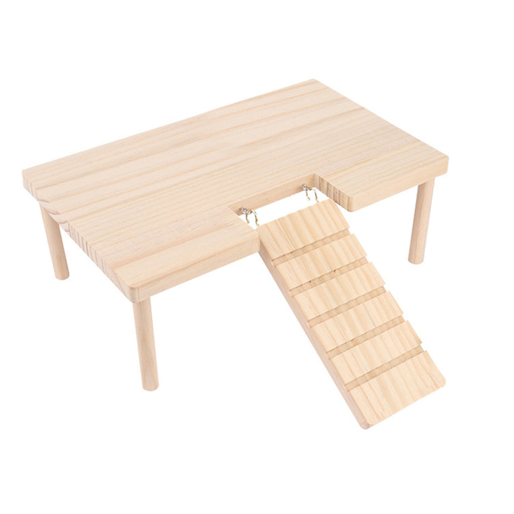 Hamster Wood Stand Platform with Ladder Small Animal Toy Hamster Rat Accessories - L-shape