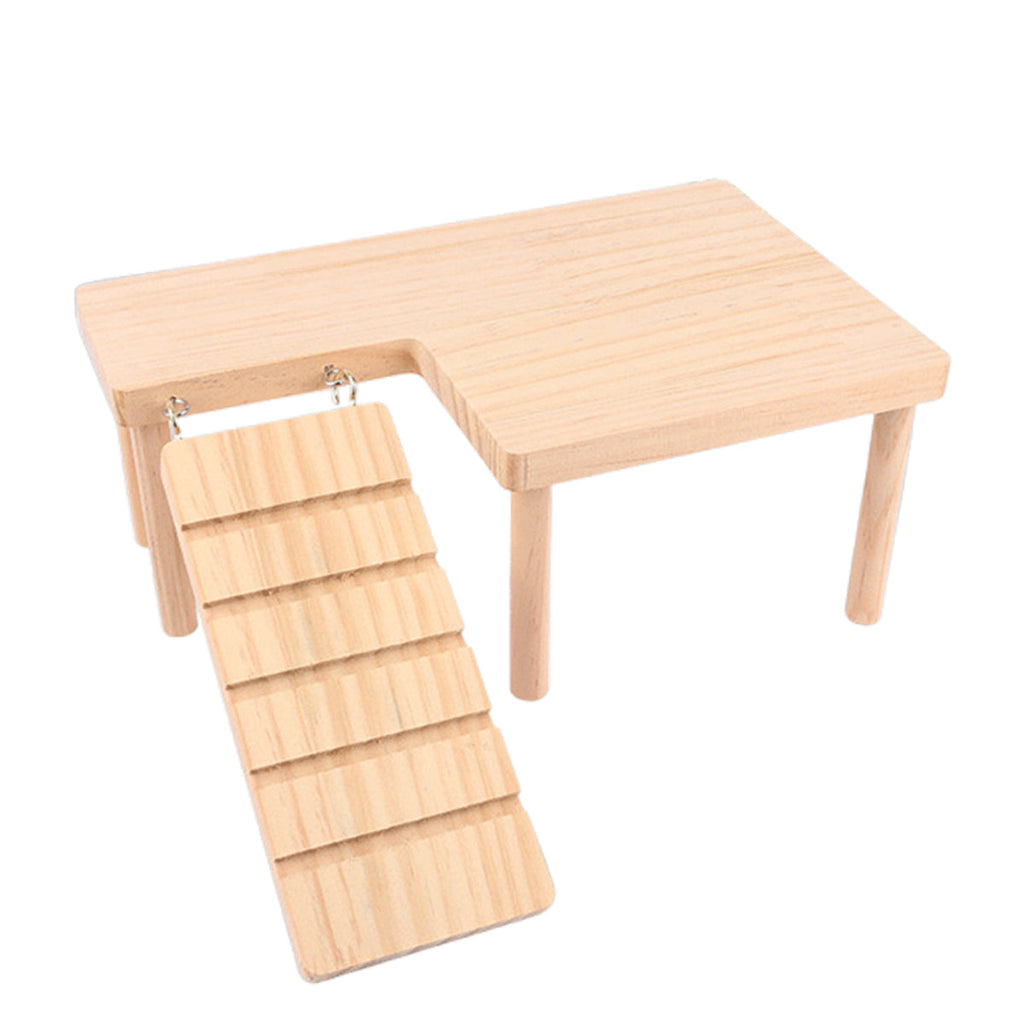 Hamster Wood Stand Platform with Ladder Small Animal Toy Hamster Rat Accessories - U-shape