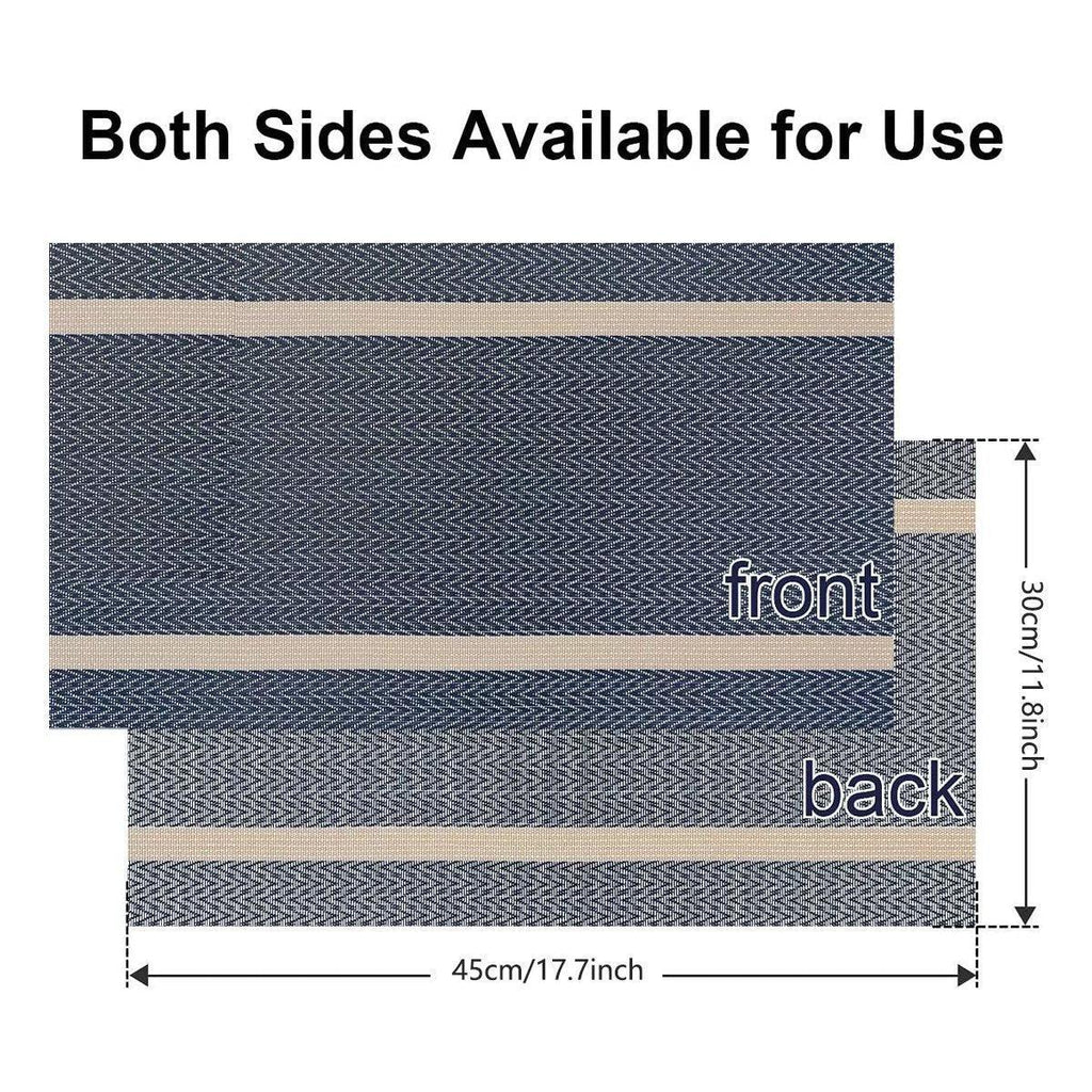 4X Anti-Slip Woven Placemat Waterproof Oil-proof Placemat Heat Resistant PVC Mat - Blue