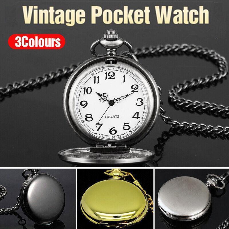 Antique Retro Mechanical Skeleton Steampunk Mens Pocket Watch Open Case Chain Au - Black