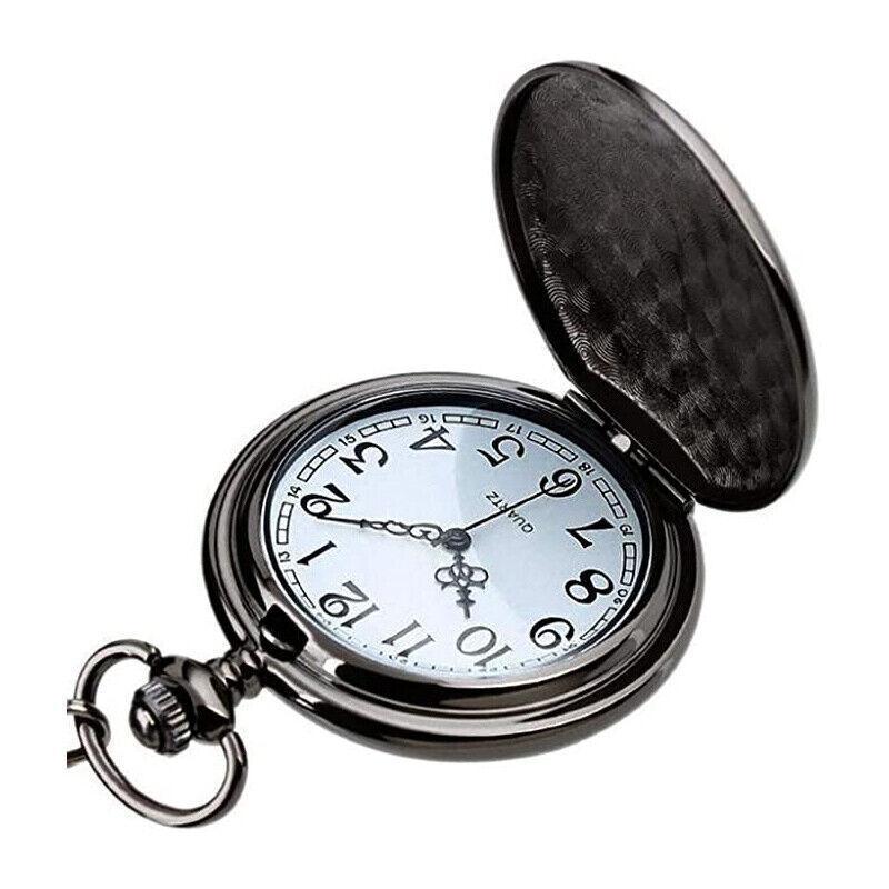 Antique Retro Mechanical Skeleton Steampunk Mens Pocket Watch Open Case Chain Au - White