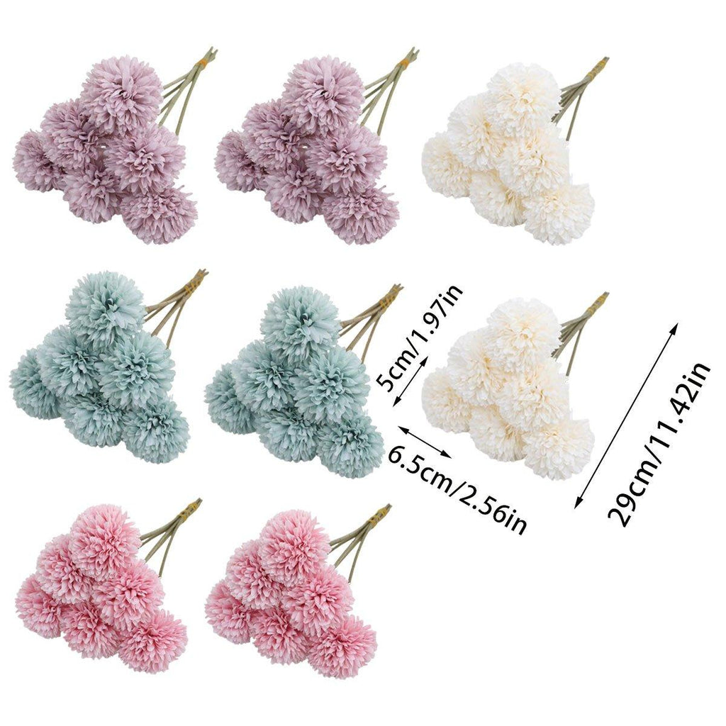 12pcs Artificial Dandelion Fake Flower Simulation Arrangement Desktop Decoration - Pink