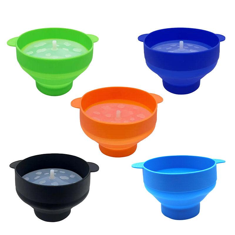High Temperature Resistant Silicone Popcorn Bucket Collapsible Bowl with Handle - Black