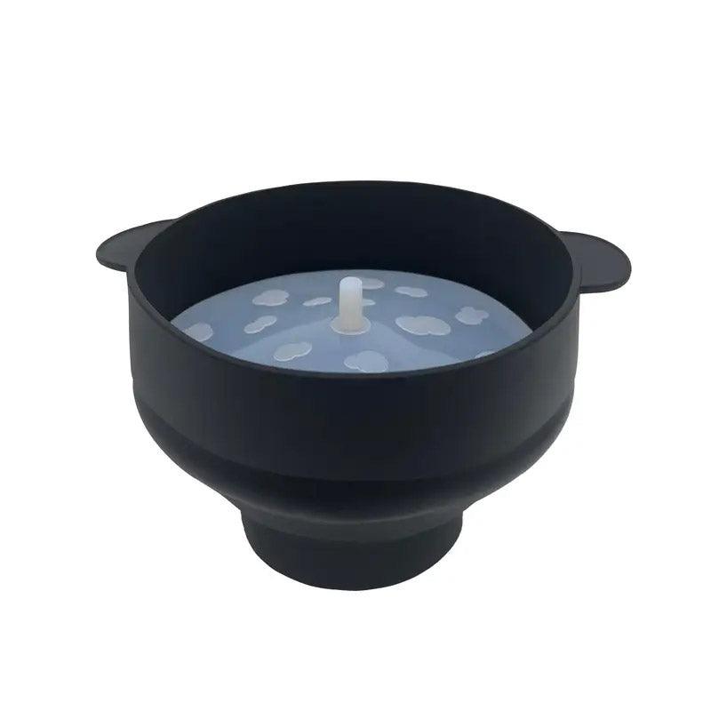 High Temperature Resistant Silicone Popcorn Bucket Collapsible Bowl with Handle - Black