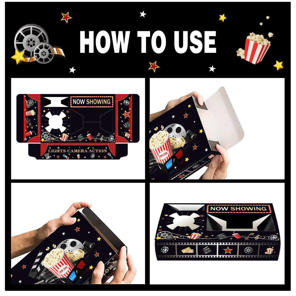 24 PCS Movie Night Snack Trays Popcorn Food Drink Holder Cinema Party Supplies - 24pcs-BM006
