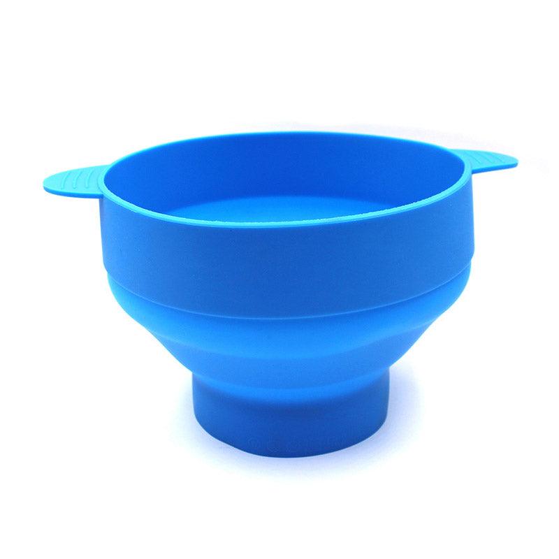 High Temperature Resistant Silicone Popcorn Bucket Collapsible Bowl with Handle - Dark Blue
