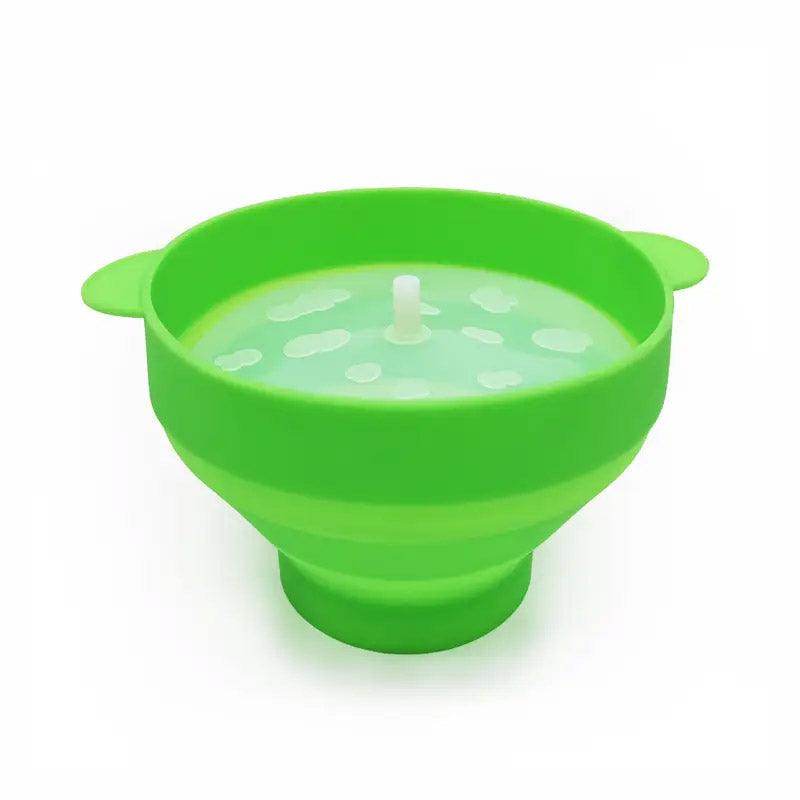 High Temperature Resistant Silicone Popcorn Bucket Collapsible Bowl with Handle - Green