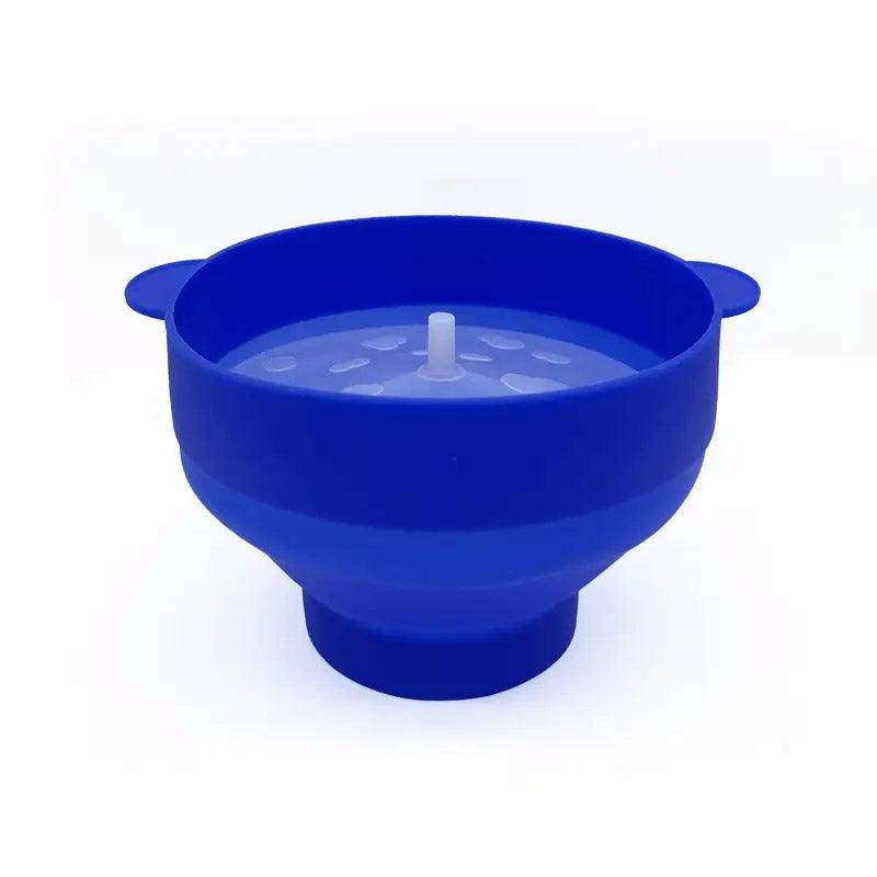 High Temperature Resistant Silicone Popcorn Bucket Collapsible Bowl with Handle - Light Blue