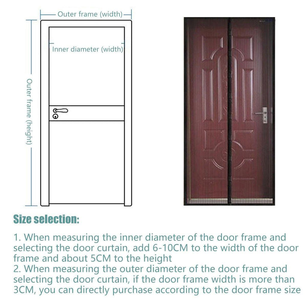 Striped Screen Door Curtain Mesh with Auto Close for Insect Protection and Ventilation - 100*210cm
