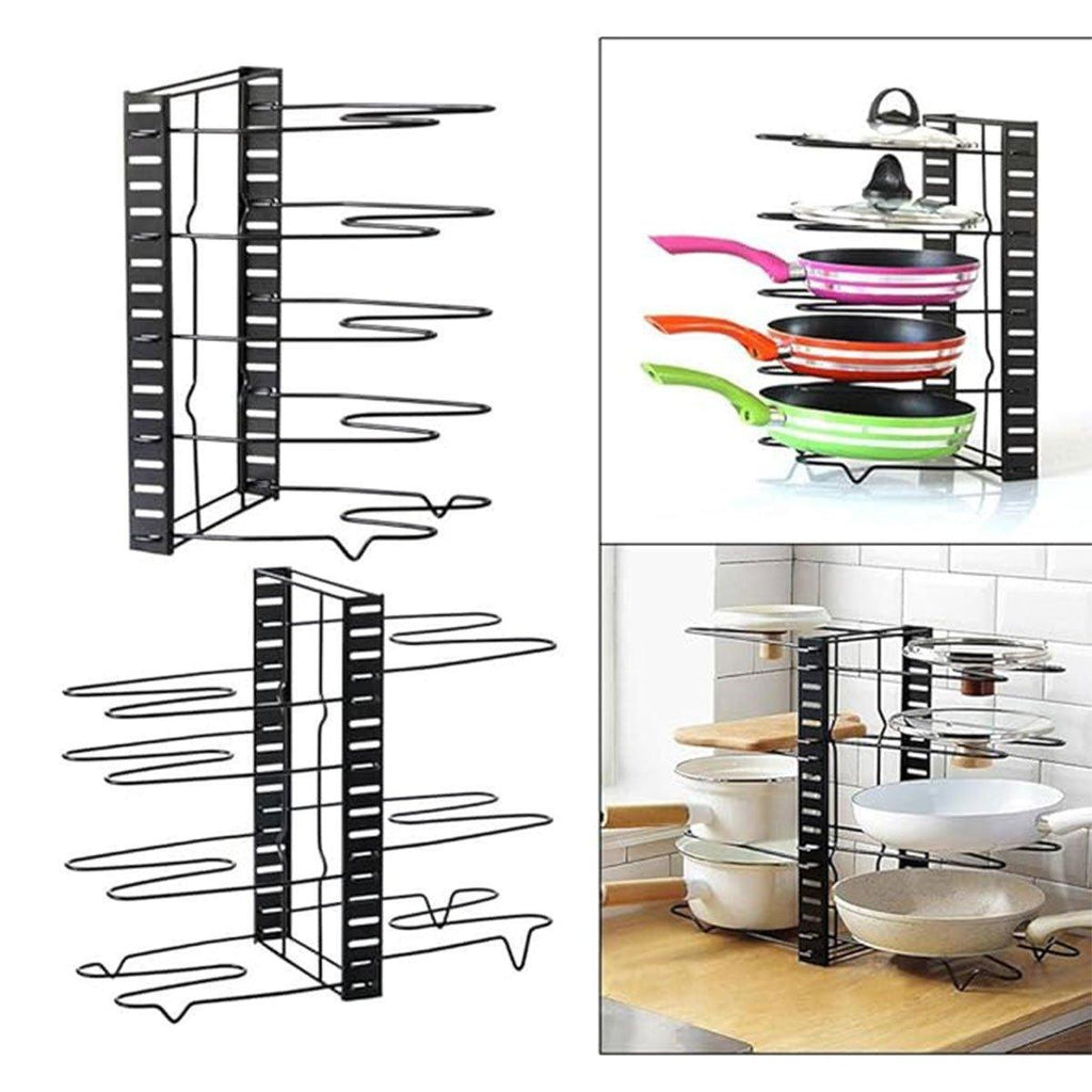 Multi-Layer Vertical Pot Lid Storage Rack Folding Kitchen Countertop Organizer - 5th-Floor