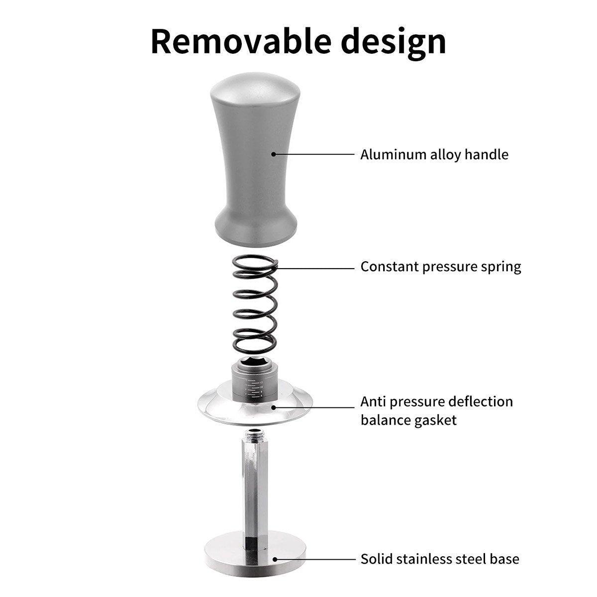 Adjustable Coffee Tamper with Scale Constant Pressure Espresso Powder Press Tool - Black-58mm