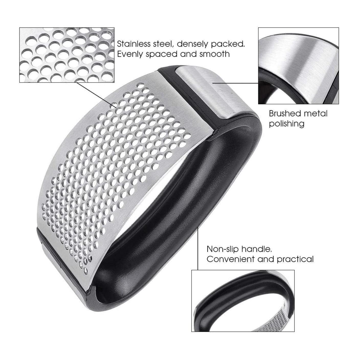 Stainless Steel Garlic Masher Press Crusher Squeezer Masher Kitchen Gadget - Black