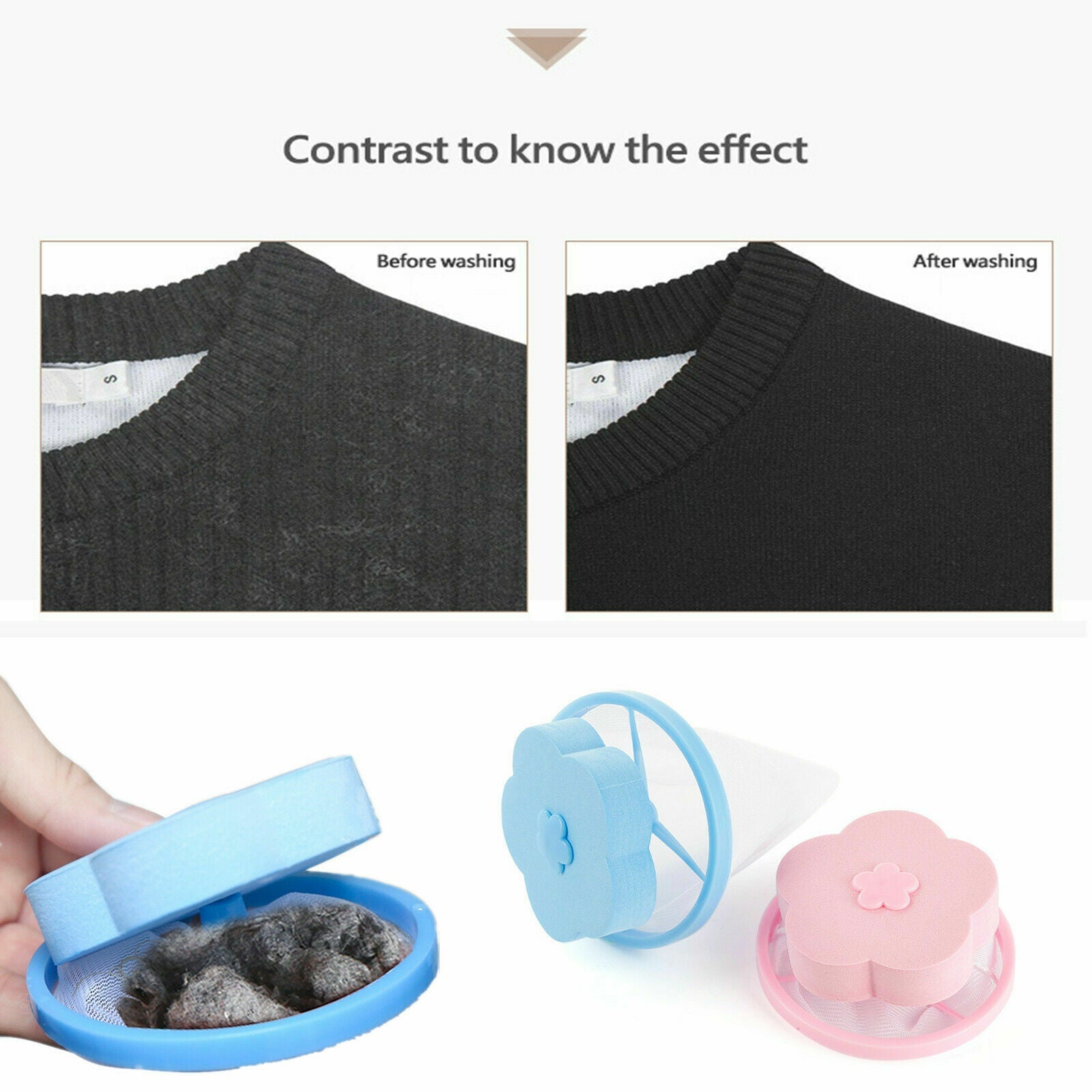 5X Washing Machine Filter Bag Floating Lint Hair Catcher Mesh Pouch Laundry Tool - Pink *5 PCS
