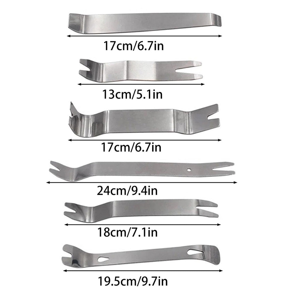 6pcs Pry Bar Tool Set Metal Dismantling Plate Fastener Remover For Car Repair