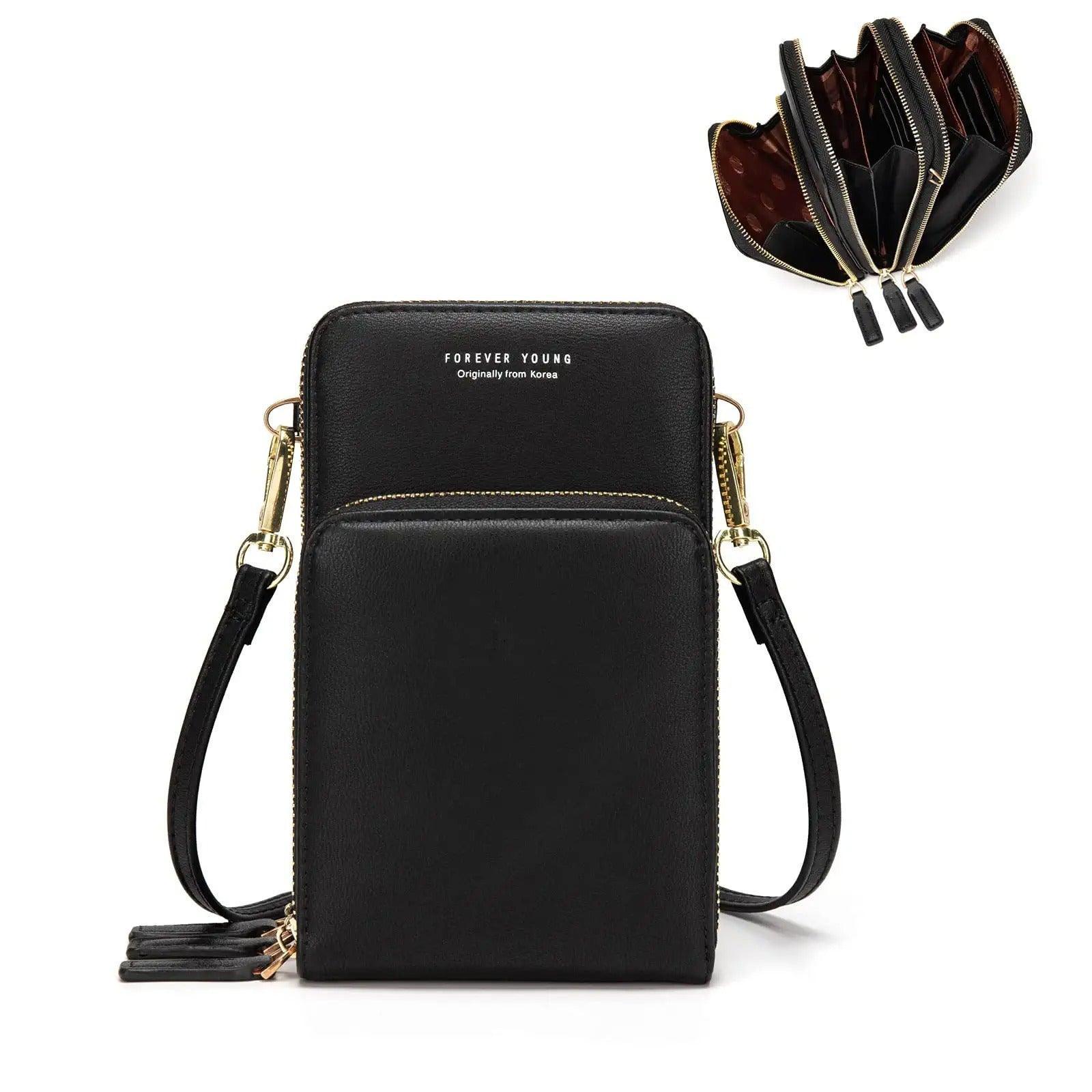 Women Crossbody Phone Purse Touch Screen Bag Rfid Blocking Wallet Shoulder Strap - Black