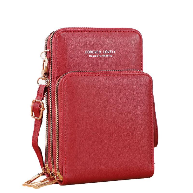 Women Crossbody Phone Purse Touch Screen Bag Rfid Blocking Wallet Shoulder Strap - Red