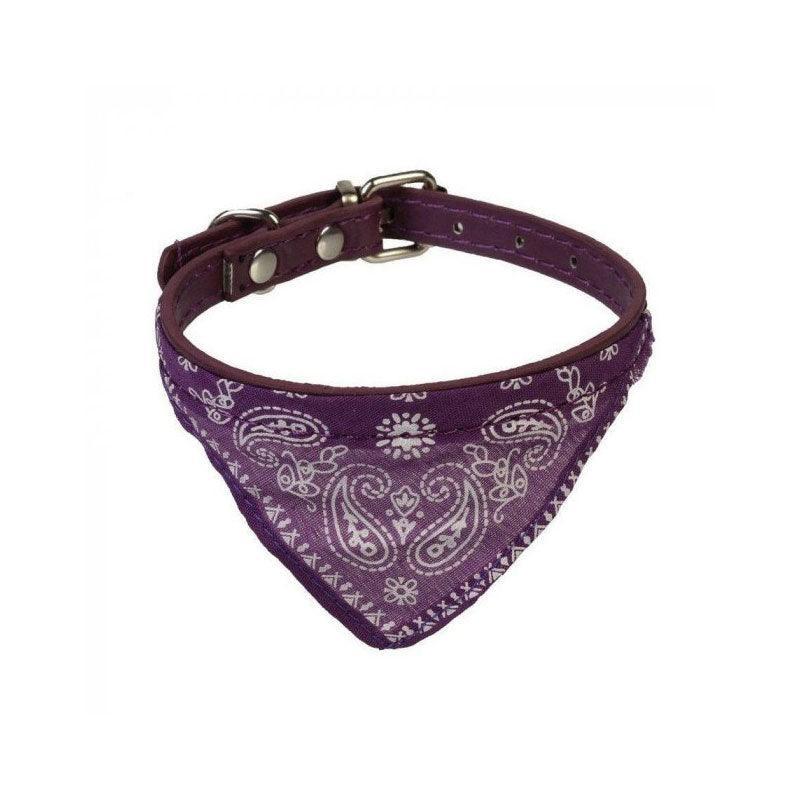 Adjustable Bandana Collar with Bell for Small Dogs and Cats Triangle Scarf Style - Rose Red
