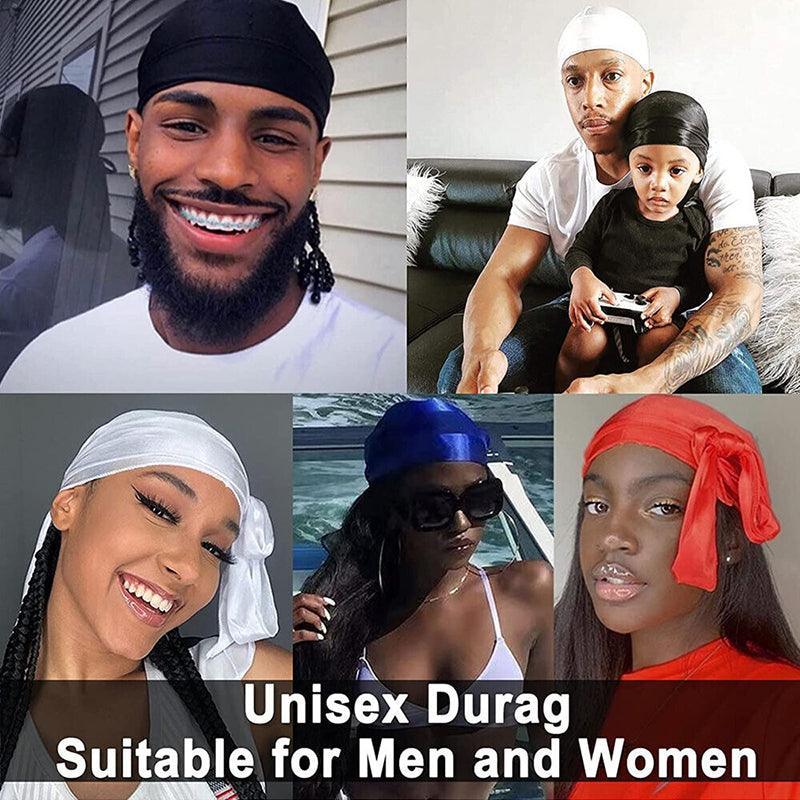 Velvet Durag Silky Hat Cap Men Women Premium Designer Doo Rag Wave Silk Headwear - Purple