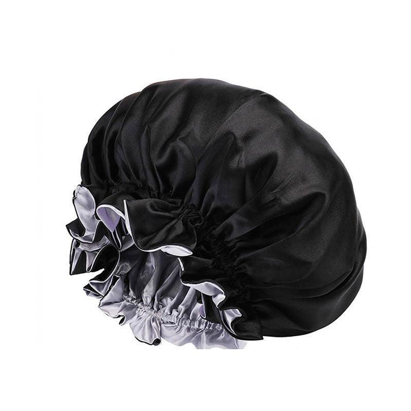 Womens Satin Sleep Cap Bonnet Elastic Wide Band Hair Sleeping Hat - Purple
