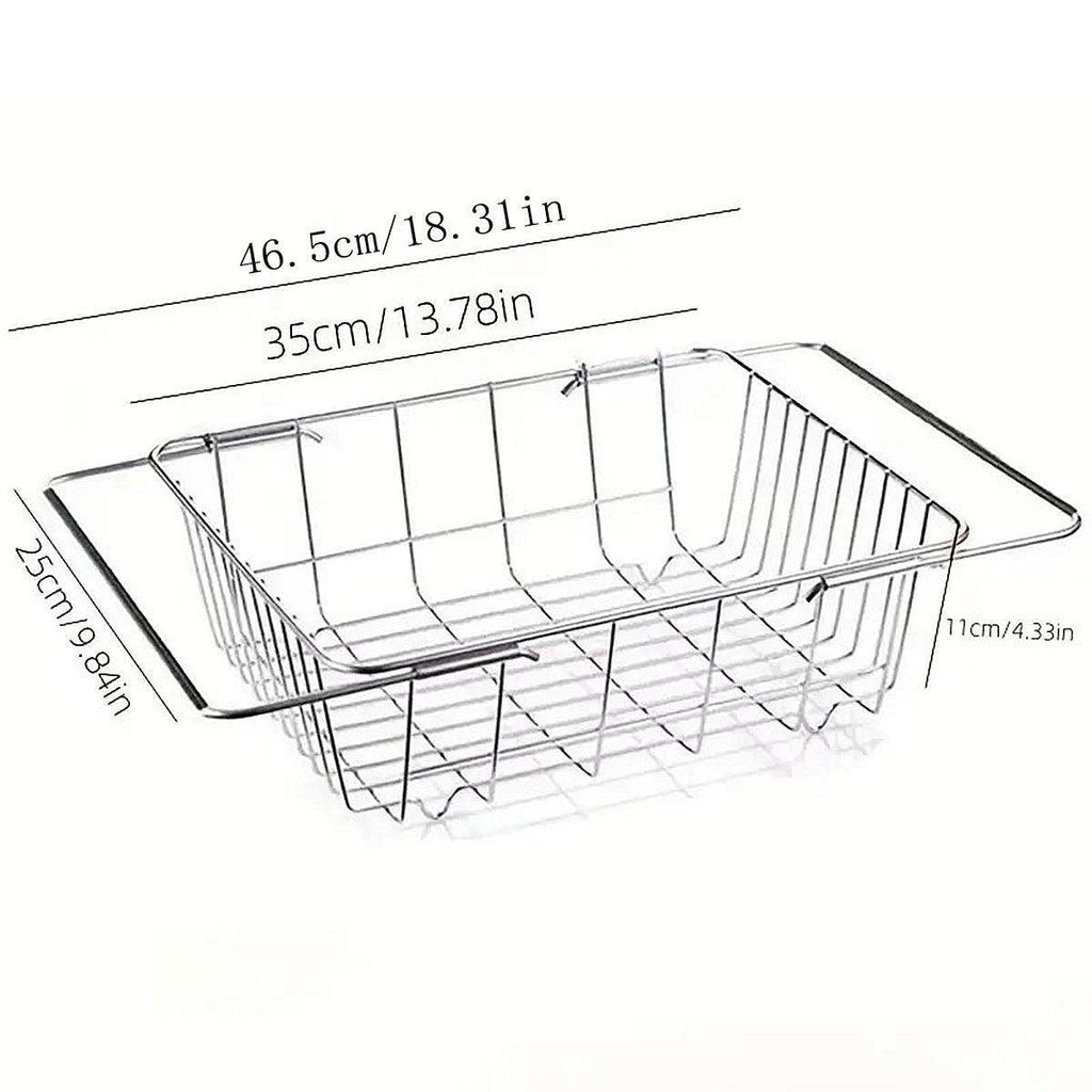 Stainless Steel Sink Draining Basket Telescopic Dish Rack Kitchen Storage Holder