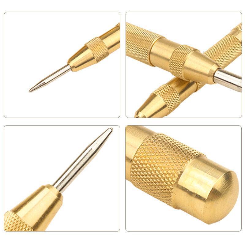 130mm Spring Loaded Centre Punch Automatic Brass Marking Tool Heavy Duty - Black