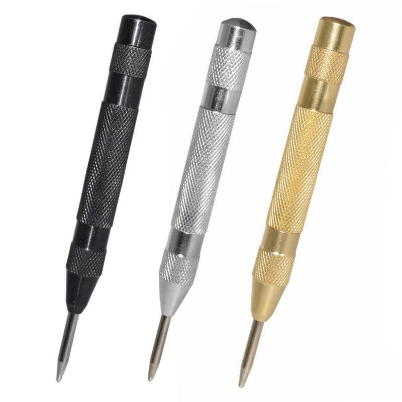 130mm Spring Loaded Centre Punch Automatic Brass Marking Tool Heavy Duty - Yellow