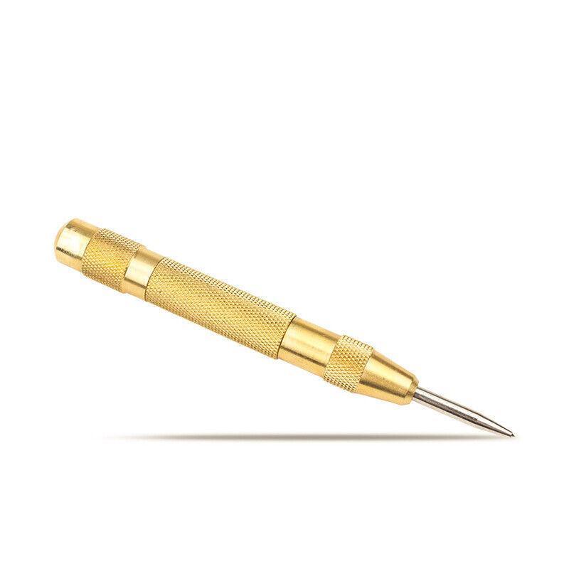 130mm Spring Loaded Centre Punch Automatic Brass Marking Tool Heavy Duty - Yellow