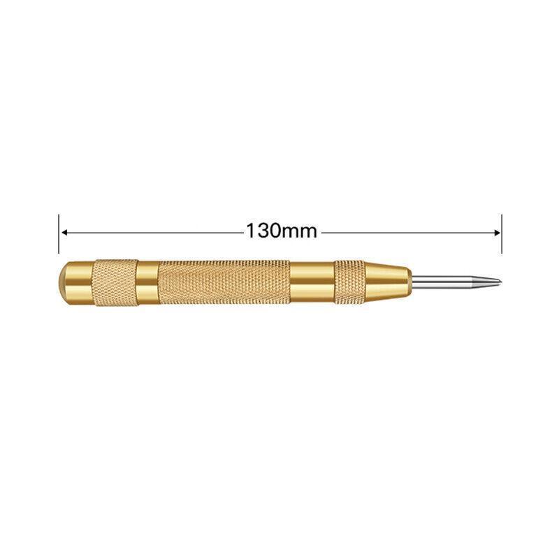 130mm Spring Loaded Centre Punch Automatic Brass Marking Tool Heavy Duty - Yellow